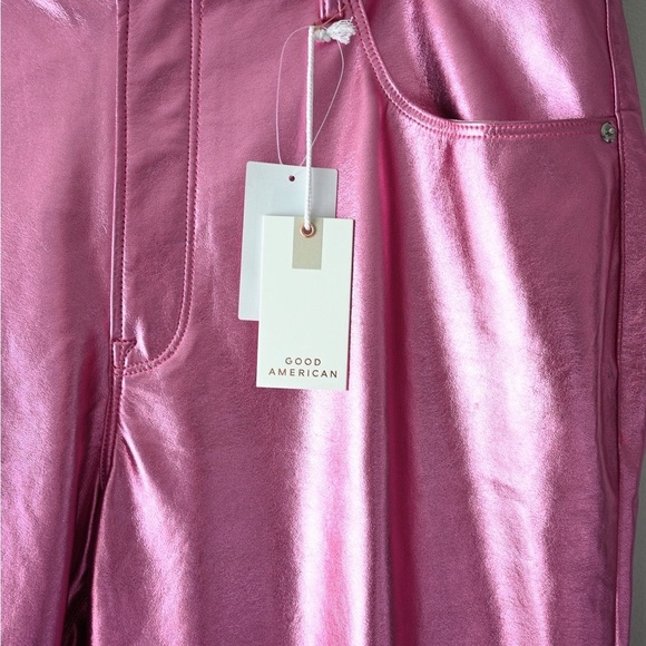 Good American Good Icon Metallic Pink Faux Leather Pants - Picture 4 of 6